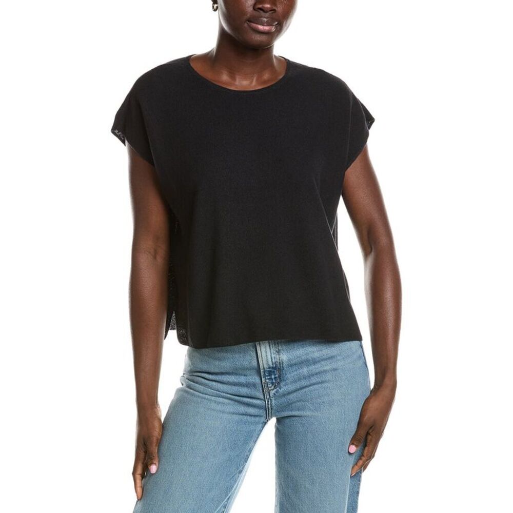 Eileen Fisher Womens  Crewneck Linen-Blend Boxy Sweater